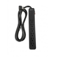 Staples Tech 600J 6 Outlet Surge Protector - 5' Cable - Black-Provides 600 joules of surge protection to help protect electronics from power surges