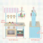 Qaba Kids Wooden Ice Cream Toy Shop with Toy Food - Light Blue-Encourages hands-on play, developing fine motor and early math skills 