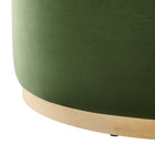 Modway Tilden Large 38" Round Performance Velvet Upholstered Ottoman - Moss Green/Natural-Arrives Fully Assembled