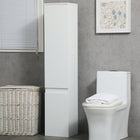 Kleankin Slim Bathroom Storage Cabinet with Adjustable Shelves - White-Constructed of particleboard and MDF frame for long-lasting durability