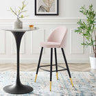 Modway Cordial Performance Velvet Bar Stools - Pink - Set of 2-Stain-Resistant Fabric