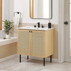 Modway Chaucer 30" Bathroom Vanity Cabinet - Oak-Metal Cabinet Knobs
