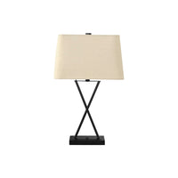 Monarch Specialties 25" H Transitional Table Lamp - Black Metal / Beige Shade-Bring flair and style to a livingroom, bedroom, or office space with this 25"h table lamp in a transitional design with a black metal x-frame topped with a chic beige linen rectangular shade