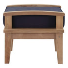 Modway Marina Outdoor Patio Teak Ottoman - Natural/Navy-Water & UV Resistant Cushions