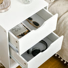 HOMCOM Nightstand with Wood Legs - White-Colour: White