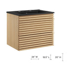 Modway Render 24" Wall-Mount Bathroom Vanity - Oak/Black-Wall-Mount Design