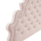Modway Gwyneth Tufted Performance Velvet Full Platform Bed with Black Wood Legs - Pink-Assembly Required
