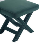 Manhattan Comfort Abigail 20.47" Mid-Century Modern Velvet Upholstered Ottoman Bench - Green-Stylish X-Crossed Legs