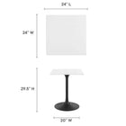 Modway Lippa 24" Square Wood Dining Table - Black White-Lacquered MDF Tabletop