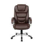 Nicer Furniture High Back PU Leather Executive Chair - Brown-Upholstered in espresso PU leather or LeatherSoft which is leather and polyurethane for added Softness and Durability; waterfall seat design helps to reduce leg fatigue and improve blood circulation