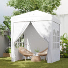 Outsunny 6.7 ft W x 6.7 ft L Pop-Up Canopy Tent with Sidewalls and Carry Bag - White-UPF50+ Oxford fabric canopy blocks 98% of UV rays