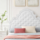 Modway Gwyneth Tufted Performance Velvet Full Platform Bed with Gold Metal Legs - White-Gold Metal Legs With Non-Marking Caps