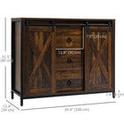 HOMCOM Industrial 39.25" L Buffet Cabinet - Rustic Brown-Adjustable shelves accommodate items of various heights
