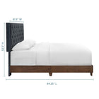 Modway Rhiannon Diamond Tufted Upholstered Performance Velvet Queen Bed - Walnut Charcoal-Performance Velvet Upholstery