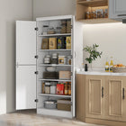 HOMCOM 69.5" H 6-Tier Kitchen Pantry Cabinet with 4 Doors - White-2 adjustable shelves allow for easy and organized storage for different sized items 