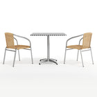 Flash Furniture 31.5'' Square Aluminum Indoor-Outdoor Table with 2 Beige Rattan Chairs (TLH-ALUM-32SQ-020BGECHR2-GG)-ANSI BIFMA Certified
