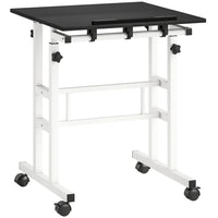 HOMCOM 23.6" Mobile Stand Up Desk - Black-Height adjusts from 27.8" to 47.2", promoting a healthier sit-stand work style