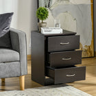HOMCOM Bedside Table with 3 Drawers - Brown-Aluminium handles and steel slides for easy opening and closing 