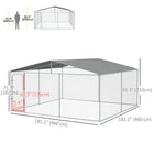 PawHut Outdoor Heavy Duty Dog Kennel - 15.1' x 15.1' x 7.5' - Silver-Canopy top offers protection from the rain and sun 