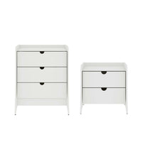 Manhattan Comfort Coney Mid-Century Modern Dresser and Nightstand Set - White-Mid-Century Modern 2- Piece Dresser and Nightstand Set for Bedroom Use.