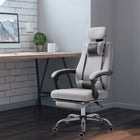 Vinsetto Ergonomic Executive Gaming Office Chair with Lumbar Support - Grey-Features an extendible footrest to relieve pressure on your legs and feet
