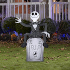 GEMMY Airblown Inflatable Halloween Jack Skellington on Tombstone - 42"-For indoor and outdoor use