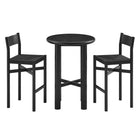Modway Alvia 3-Piece Round Oak Wood Bar Table With Bar Stools Set - Black-3-Piece Round Bar Table and Stool Set