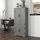 HOMCOM 48" H Kitchen Pantry Cabinet with Shelves - Grey-4 independent doors are controlled separately, each equipped with 1 handle and 2 hinges 