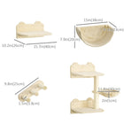 PawHut 3-Piece Cat Wall Shelf with Hammock, Scratching Post and Platforms-Soft plush and sisal wrapping cater to natural feline behaviours 