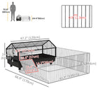 PawHut 24.5" H Small Animal Cage with Foldable Detachable Playpen - Black-Latched door design and open roof provide easy access for you and your bunny 