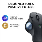 Logitech Ergo M575 Wireless Optical Trackball Mouse - Black-Battery life with Bluetooth: up to 20-month
