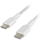 Belkin Braided USB-C to USB-C 2.0 Cable - 1m - White-Charge and sync a USB-C device from any USB-C charger or port 