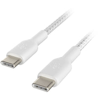 Belkin Braided USB-C to USB-C 2.0 Cable - 1m - White-Charge and sync a USB-C device from any USB-C charger or port 