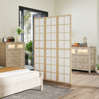 HOMCOM 3 Panel Freestanding Room Divider for Bedroom - Natural and White-Three panels allow for smooth, unidirectional folding as needed 
