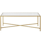 Hudson&Canal Henley 48"W Rectangular Coffee Table with Glass Top - Brass-Features a tempered glass top