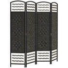 HOMCOM 4 Panel Wave Fiber Freestanding Room Divider for Home Office - Black-This room divider is ideal for creating personal space or dividing larger rooms

