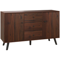 HOMCOM 50" L Kitchen Storage Cabinet - Rustic Brown-Ample storage space with two closed cabinets and three pull-out drawers to store daily supplies