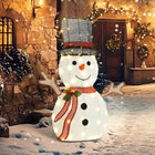 Outsunny Light Up Snowman Christmas Decoration with 56 LED Lights - White-Warm white LED lights through shimmering vibrant fabric, create captivating glow 