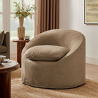 Modway Sadie Slipcovered Linen-Blend Round Accent Chair - Almond-Down Blend Cushions