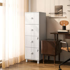 HOMCOM 4-Drawer Lateral Letter/A4 Filing Cabinet with Lock - White-2 lockable drawers enhance document security with 2 keys

