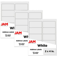 JAM Paper Mailing Address Labels, 2 x 4, White, 3 sets of 120 (4062901g)-Size: 4" x 2"