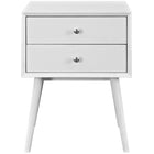 Modway Dispatch Nightstand - White-Polished Metal Drawer Knobs