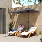 Outsunny Half Patio Umbrella with 5 Ribs - 8' - Grey-Superior Strength and durability with powder coated metal frame