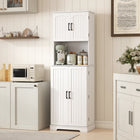 HOMCOM 71.5" H Tall Pantry Cabinet with Spice Racks - White-Colour: White 