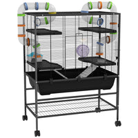 PawHut 43" Rolling Hamster Cage with Tunnel Tube System & Storage Shelf-Spacious space enhances exploration and exercise opportunities