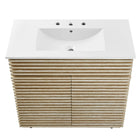 Modway Render 36" Faux Travertine Bathroom Vanity With Sink - White-Assembly Required