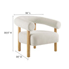 Modway Sable Upholstered Fabric Armchair - Ivory Natural-Oversized Seat Cushion