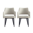 Manhattan Comfort Tremont 22.8" Modern Leatherette Upholstered Dining Arm Chair - Stone - Set of 2-Modern Dining Arm Chair for Dining Room and Task Use. Set of 2