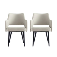 Manhattan Comfort Tremont 22.8" Modern Leatherette Upholstered Dining Arm Chair - Stone - Set of 2-Modern Dining Arm Chair for Dining Room and Task Use. Set of 2