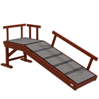 PawHut 49" L Wooden Large Dog Ramp - Brown-Four removable guardrails ensure safety on the ramp 